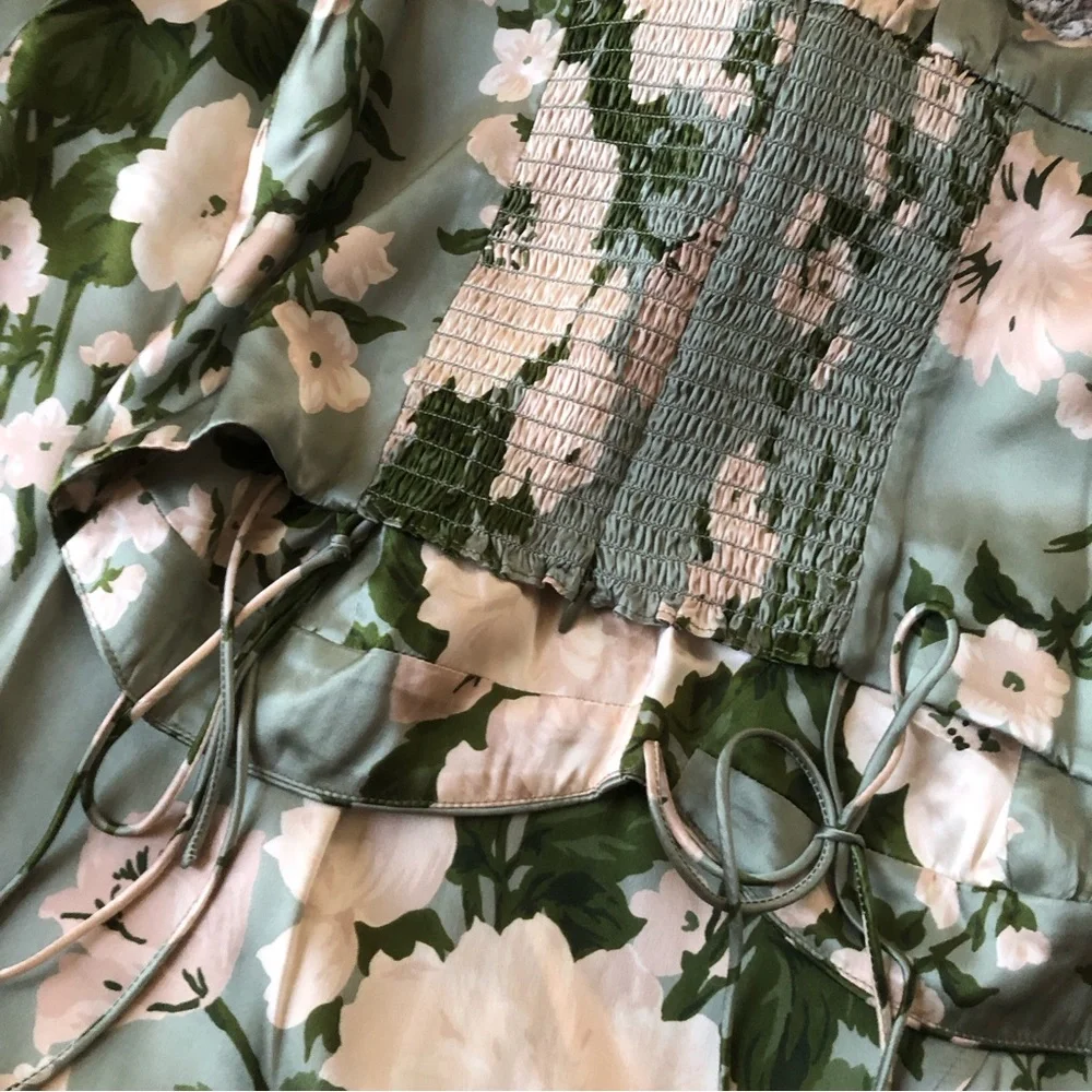 Reformation Sage Green Floral Midi Dress - Picture 7 of 10